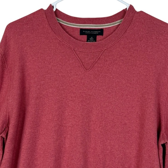 Banana Republic Y2K Cotton-Cashmere Crewneck Sweater Coral/Brick Red Mens Medium - Picture 3 of 10